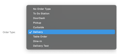 Hours-Order Type Selector